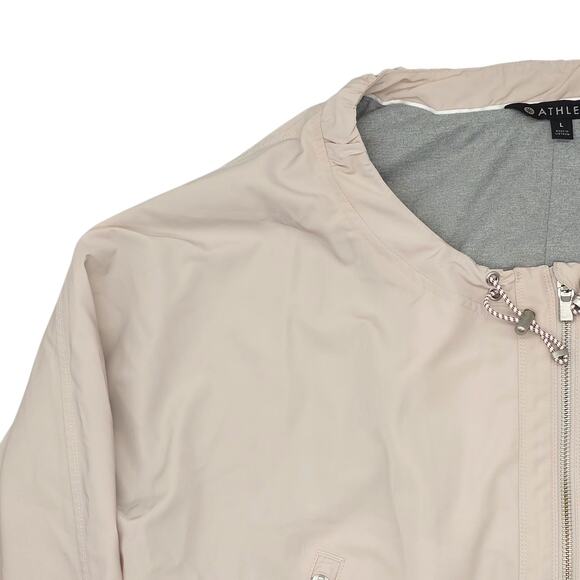 Athleta Jacket Womens Large Beige Full Zip Windbreaker Lightweight Chill Bomber - Picture 2 of 13